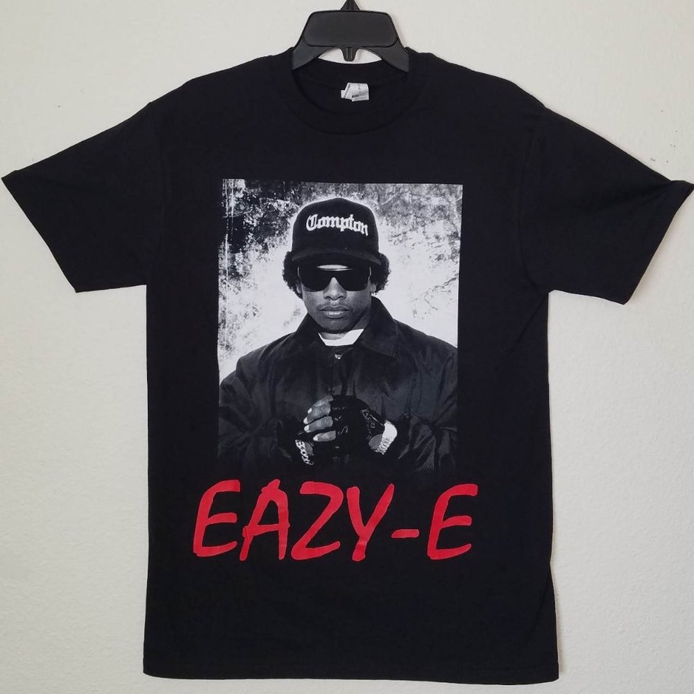 New "Eazy-E With Red Letters" Unisex Silkscreen T-Shirt. Available In Small–3XL